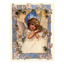 Ange victorien vintage de Noël avec le lierre de B Carte Postale