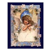 Ange victorien vintage de Noël avec le lierre de B Carton D'invitation