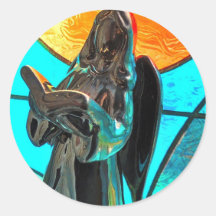 Angel song round stickers