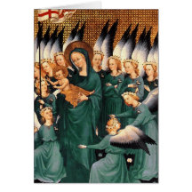 Anges autour de Vierge et d'enfant du Christ Carte