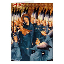 Anges autour de Vierge et d'enfant du Christ Cartes De Vœux
