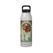 Anges avec des étoiles et des fleurs bouteille d'eau