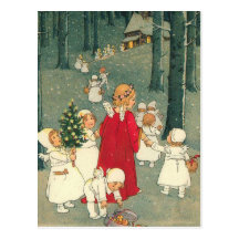 Anges de forêt de Noël Cartes Postales