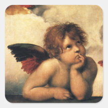 Anges de Sistine Madonna par Raphael Raffaello Stickers Carrés