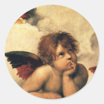 Anges de Sistine Madonna par Raphael Sanzio Adhésif Rond