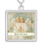Anges vintages de Noël avec des bugles Collier