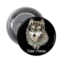 Animal fait sur commande d'aquarelle de loup de no badges avec agrafe