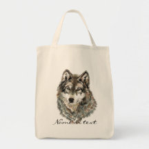 Animal fait sur commande d'aquarelle de loup de no sac