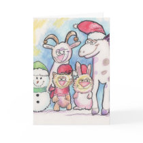 Animaux dans les chapeaux de port de Noël de neige