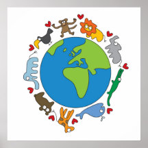 Animaux de bande dessinée de l'affiche du monde