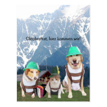 Animaux familiers drôles Oktoberfest Cartes Postales
