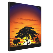 Animaux sauvages sur la copie de toile de coucher  toile tendue