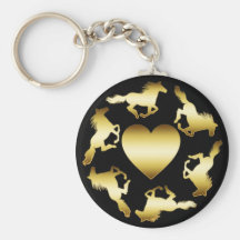 ANNEAU DE CHEVAUX D'OR PORTE-CLEF