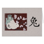 Année chinoise de la carte de note de lapin