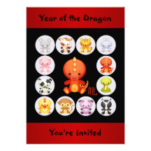 Année chinoise de zodiaque de l'invitation de part