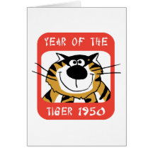 Année chinoise du cadeau 1950 de tigre carte