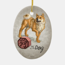 Année de l'ornement d'ovale de chien