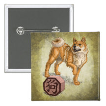 Année du bouton de carré de chien badge