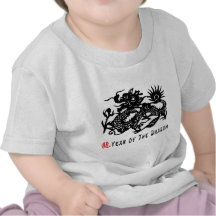 Année du T-shirt de coupe de papier de dragon