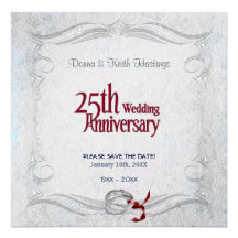 Anniversaire argenté carton d'invitation