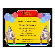 Anniversaire Barker de bouledogue Invitation