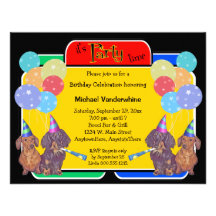 Anniversaire Barker de chien de teckel Carton D'invitation