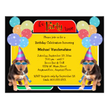 Anniversaire Barker de chiot de berger allemand Invitations