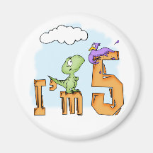Anniversaire d'amusement de Dino 5ème Magnets Pour Réfrigérateur