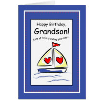 Anniversaire de 3416 petits-fils, bateau à voile,  carte de vœux