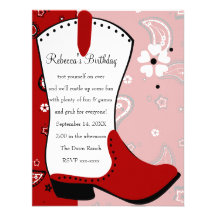 Anniversaire de botte de cow-girl invitations