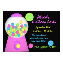 Anniversaire de bubble-gum cartons d'invitation