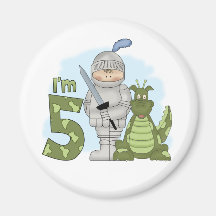 Anniversaire de chevalier de dragon 5ème magnets pour réfrigérateur