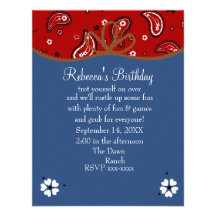 Anniversaire de cow-girl de Bandana et de denim Invitations Personnalisables