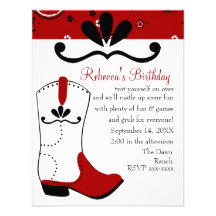 Anniversaire de cow-girl de Bandana et de lasso Invitations Personnalisées