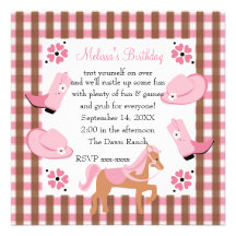 Anniversaire de cow-girl de denim invitations