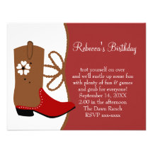 Anniversaire de cow-girl de lasso invitations personnalisées