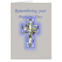 Anniversaire de croix et de papillon de baptême cartes