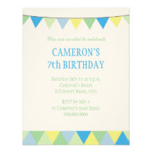 Anniversaire de enfant bleu de banderole de ficell cartons d'invitation