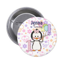 Anniversaire de fille de Cutie- de pingouin premie Badges Avec Agrafe