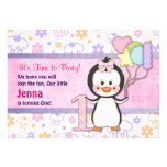 Anniversaire de fille de Cutie- de pingouin premie Cartons D'invitation Personnalisés
