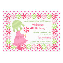 Anniversaire de filles de sucrerie et de à petits  invitations personnalisées