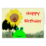 Anniversaire de grenouille et de coccinelle carte de vœux