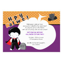 Anniversaire de Halloween de Dracula et de chauve- Faire-parts