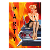 Anniversaire de hot rod et de pin-up invitations