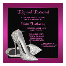 Anniversaire de la femme de talons hauts de scinti invitations