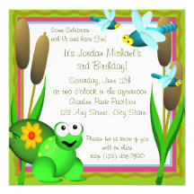 Anniversaire de libellule et de grenouille faire-part