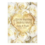 Anniversaire de mariage de rose blanc cinquantième invitation personnalisable