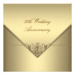 Anniversaire de mariage pur simple élégant d'or ci invitations personnalisées