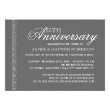 Anniversaire de mariage simple d'élégance cartons d'invitation