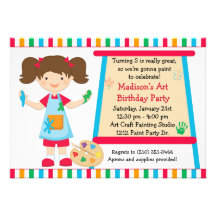 Anniversaire de partie de peinture d'art faire-parts